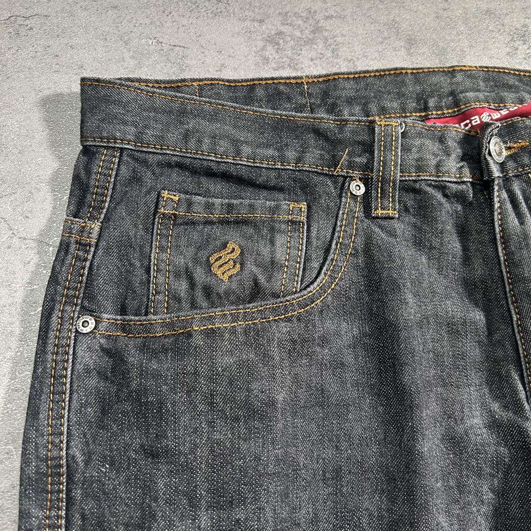 ロカウェア ROCAWEAR 先染め バギージーンズ ブラックデニム バギー