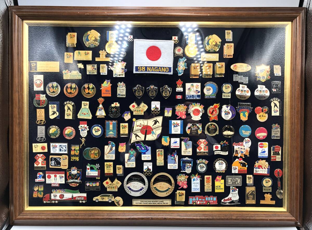希少・額装品】1998年 長野オリンピック 1周年記念 白馬 ピンバッジ