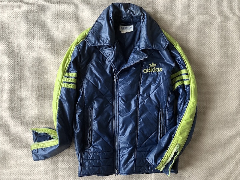 即決 80s ヴィンテージ デサント製 adidas 中綿 ナイロン ライダース