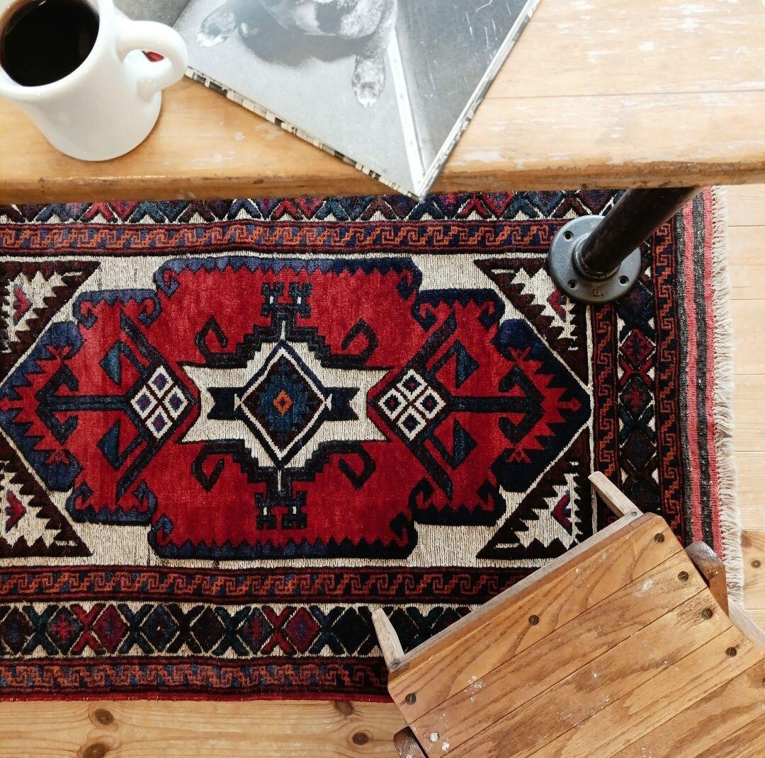 値下げご依頼】90s マシュワニ トライバルラグ アフガン ヴィンテージ