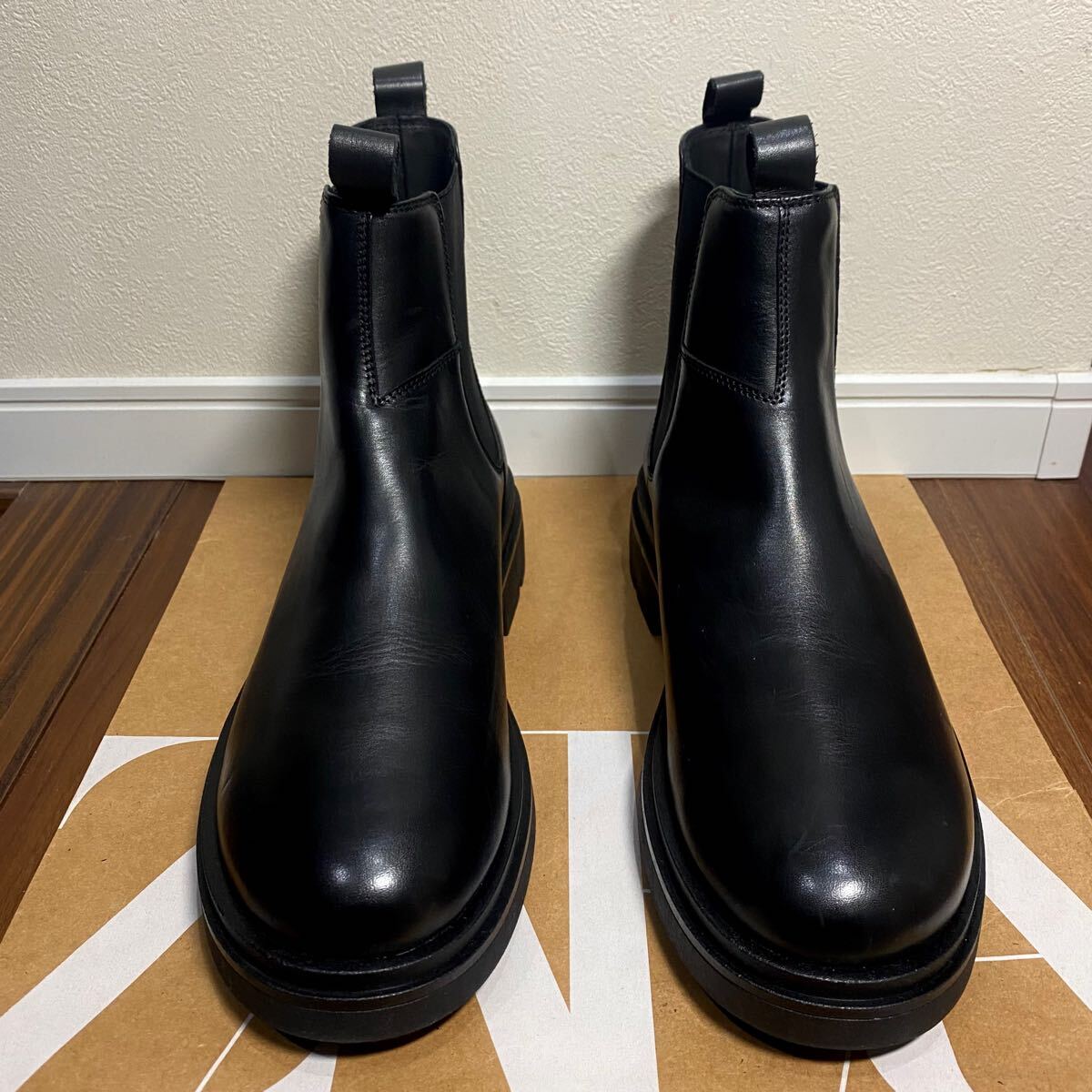 新品 ZARA ボリュームソールチェルシーレザーブーツ 28 5cm 44 メンズ