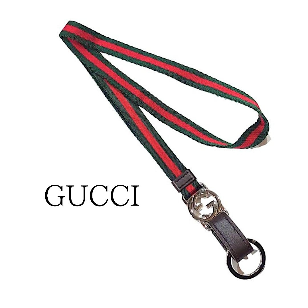 鑑定済】GUCCI グッチ ネックストラップ ネックホルダー ダブルG