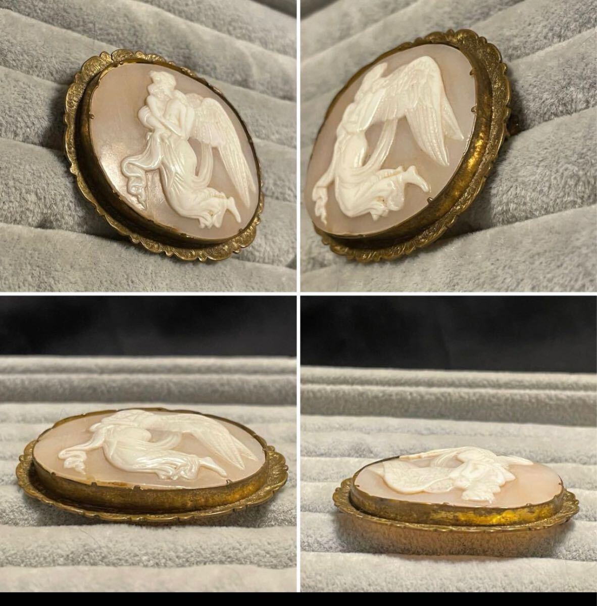 アンティークピンチペック枠金色神話柄バッカスブローチ