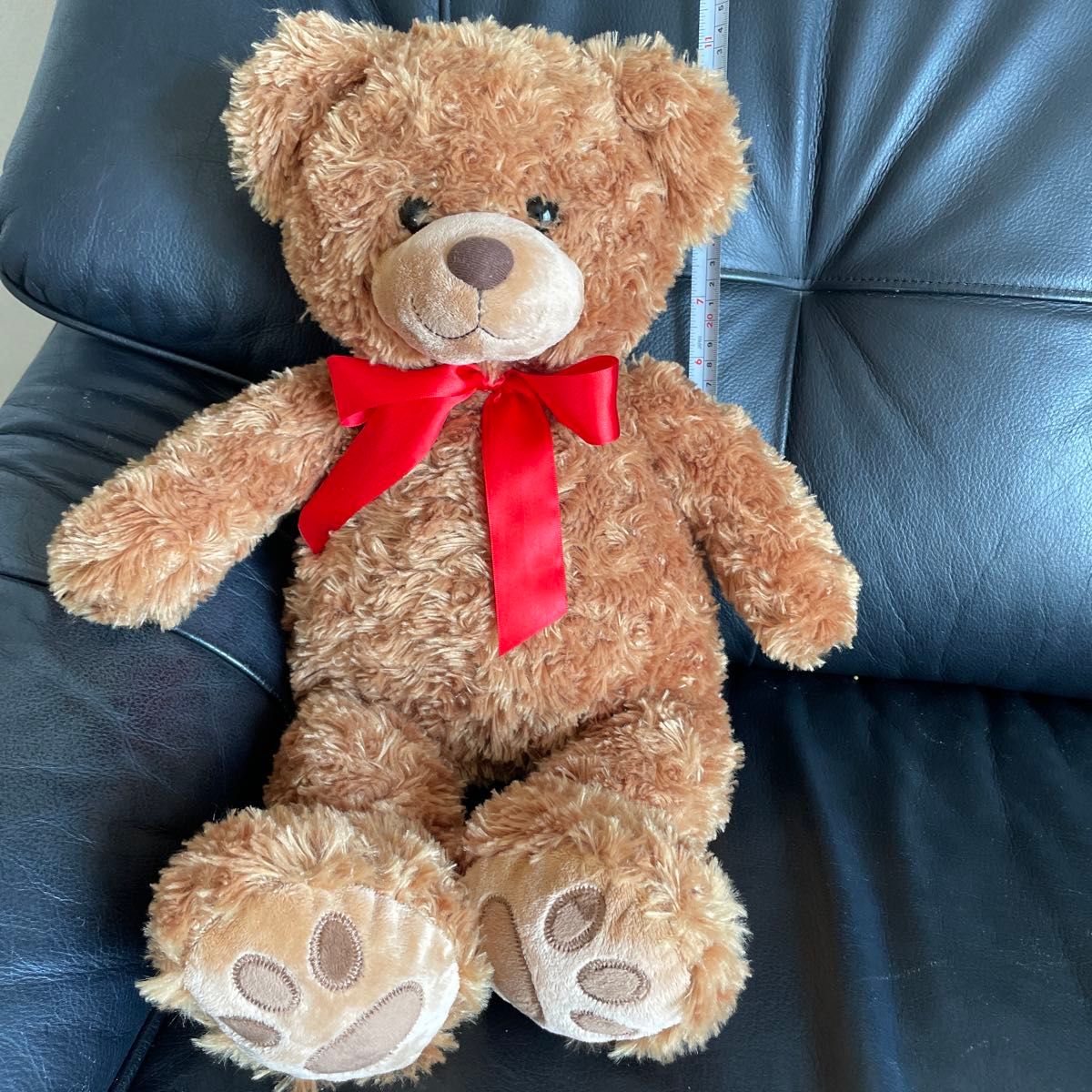 CE 茶色クマのぬいぐるみ 赤リボン付き 全長50㎝位 テディベア 宅急便