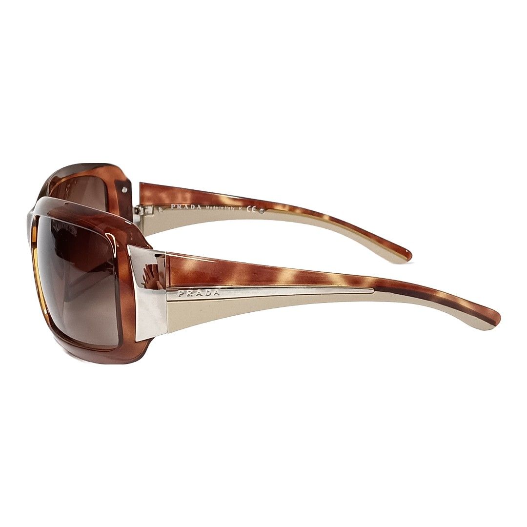 美品】 プラダ サングラス ゴールドロゴ ブラウン イタリア産 べっ甲風