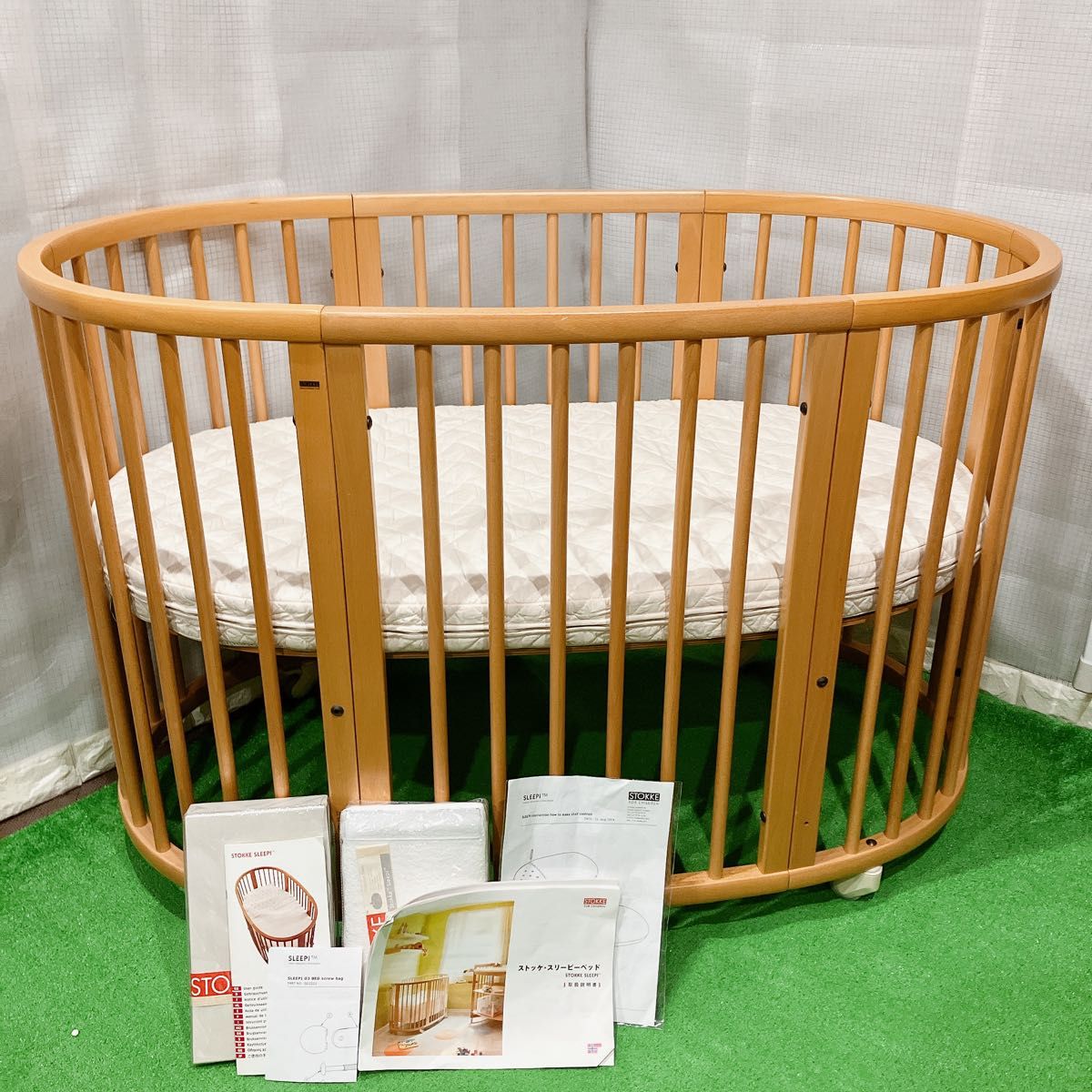 美品 ストッケ スリーピー ベビーベッド 木製 ナチュラル V2 寝具