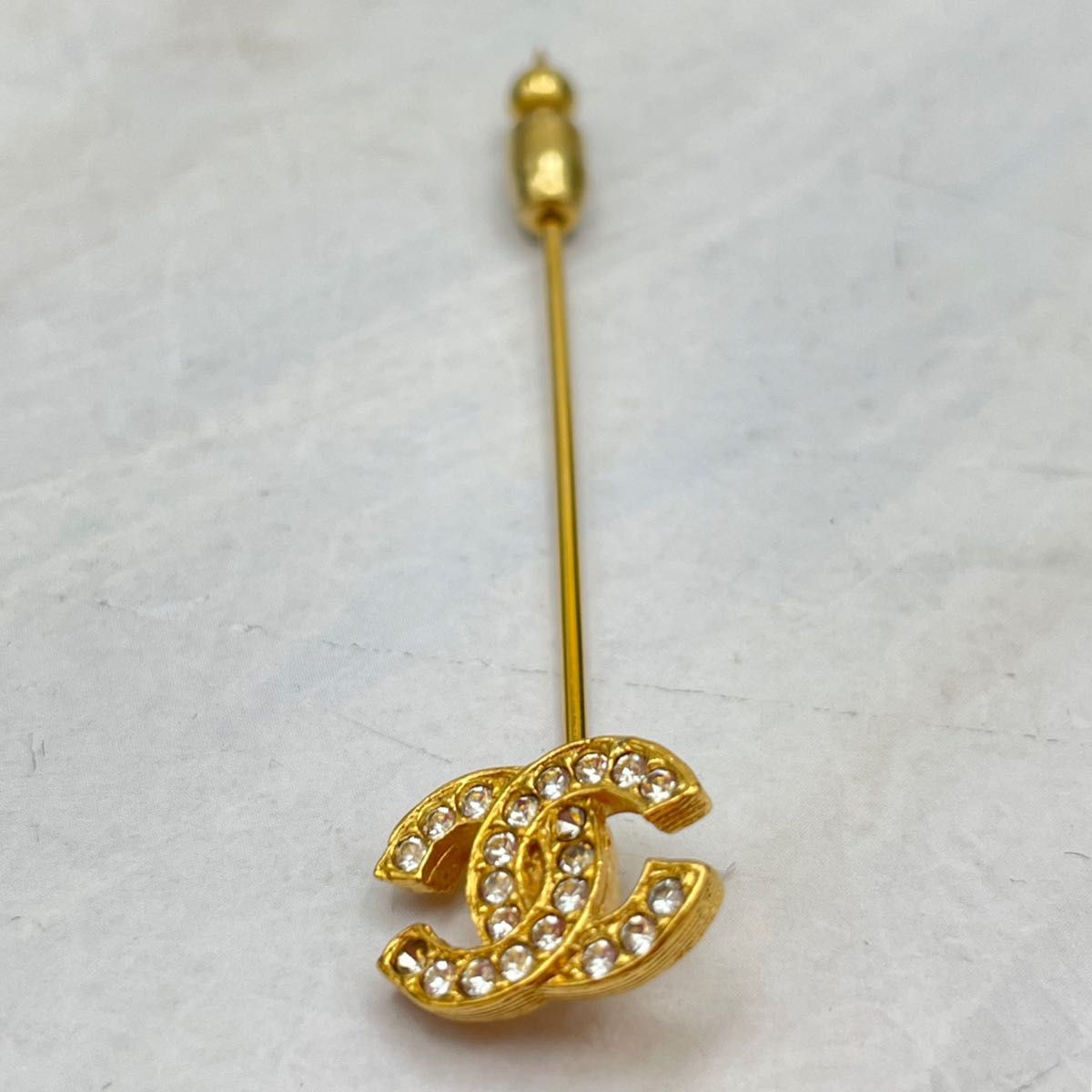 CHANEL シャネル ピンブローチ ココマーク ラインストーン ゴールド