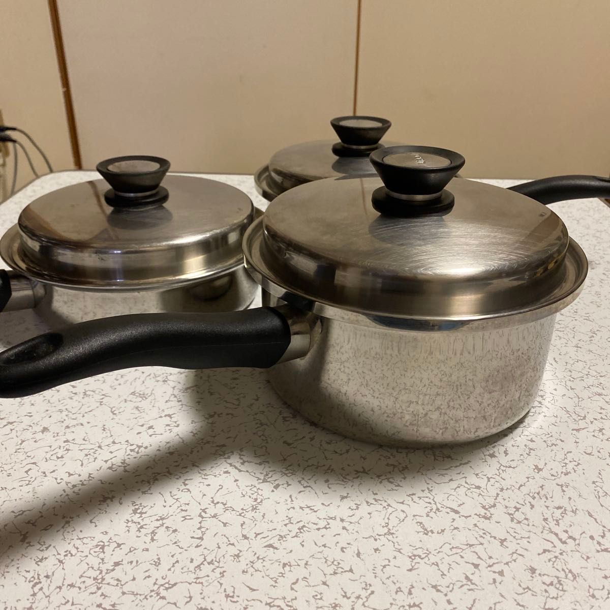 アムウェイステンレススチール 無水片手鍋 IH対応3個セット Amway