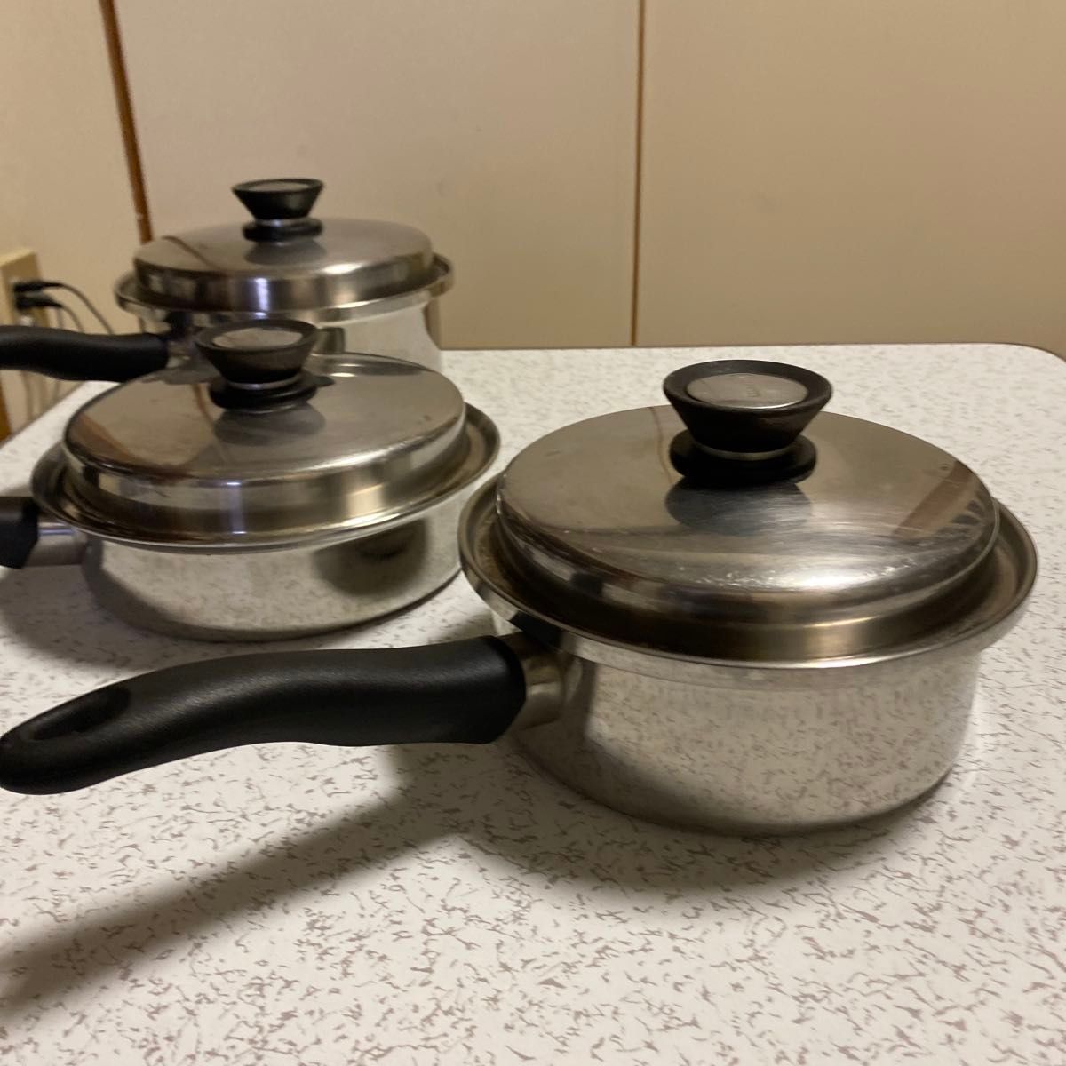 アムウェイステンレススチール 無水片手鍋 IH対応3個セット Amway