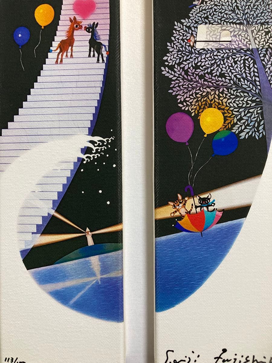 真作保証】藤城清治 キャンバスジクレー 直筆サイン 150部限定 版画