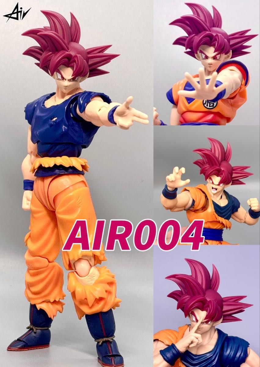 S H Figuarts用 スーパーサイヤ人ゴッド 孫悟空カスタムヘッドパーツ
