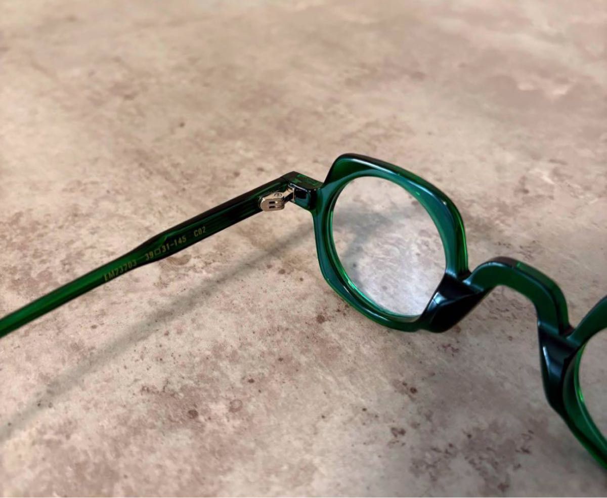 グリーンクラウンパント 伊達眼鏡 サングラス 緑 黄色 メガネフレーム