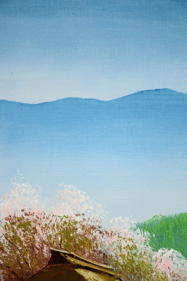 Yahoo!オークション - 真作 羽中田晴夫 油彩「杏の里」画寸 F4 山梨県