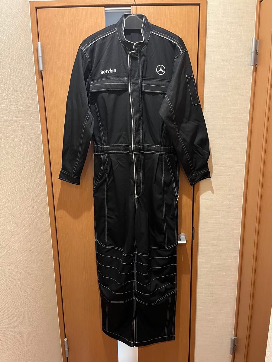 メルセデスベンツ ツナギ つなぎ サイズL 全刺繍ロゴ 秋 冬 黒 未使用