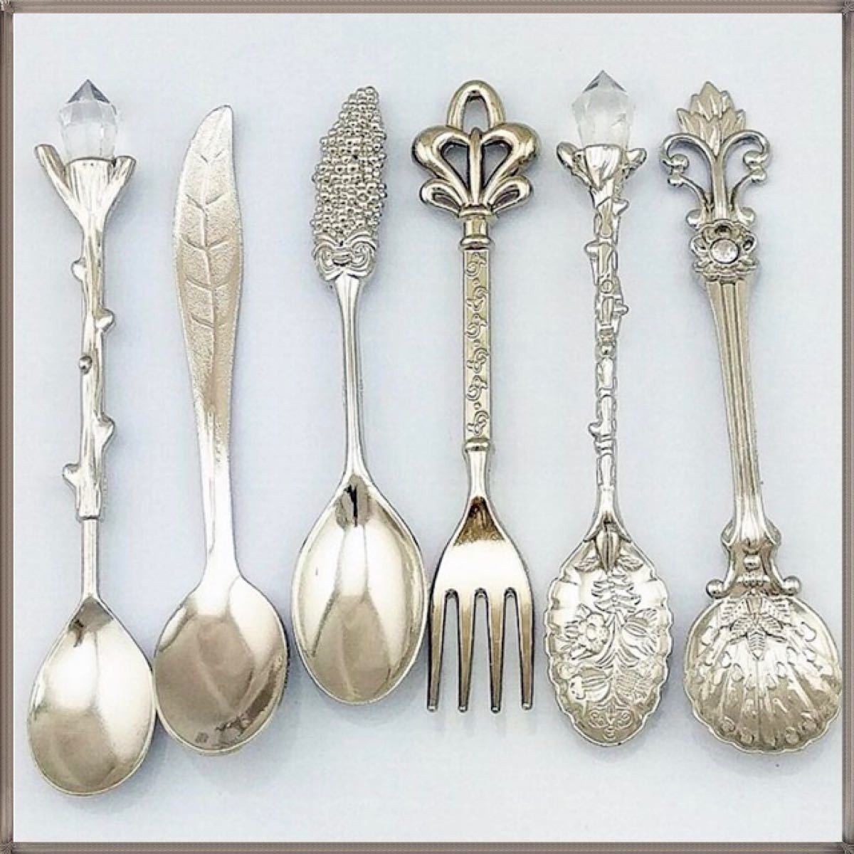 豪華】カトラリーセット シルバー 6本 ヨーロッパの王族風 スプーン