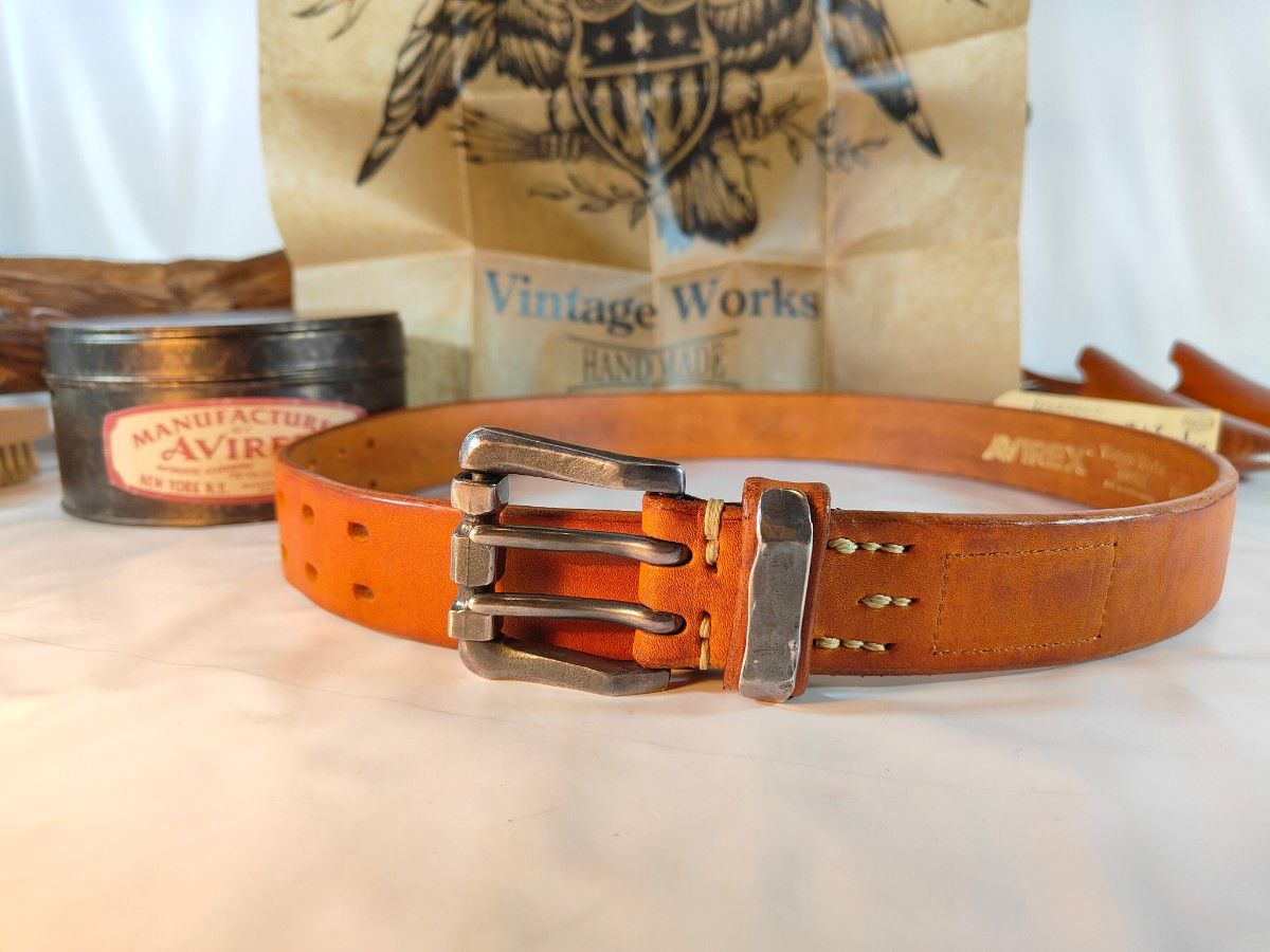 極美品】ヴィンテージワークス AVIREX 極厚高級レザーベルト 日本製
