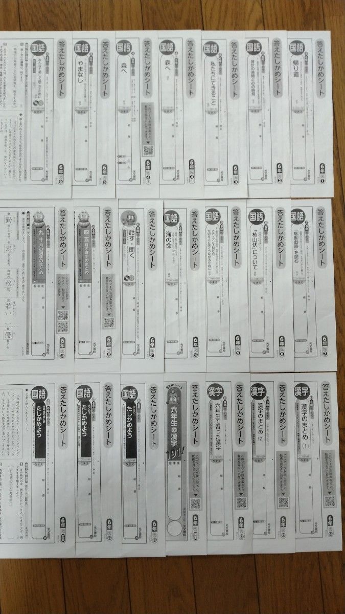 小学6年生 国語 カラーテスト 答えたしかめシート 光村図書 光文書院