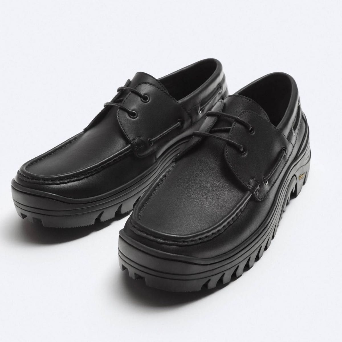 zara vibram デッキシューズ レザー ブラック｜Yahoo!フリマ（旧PayPay