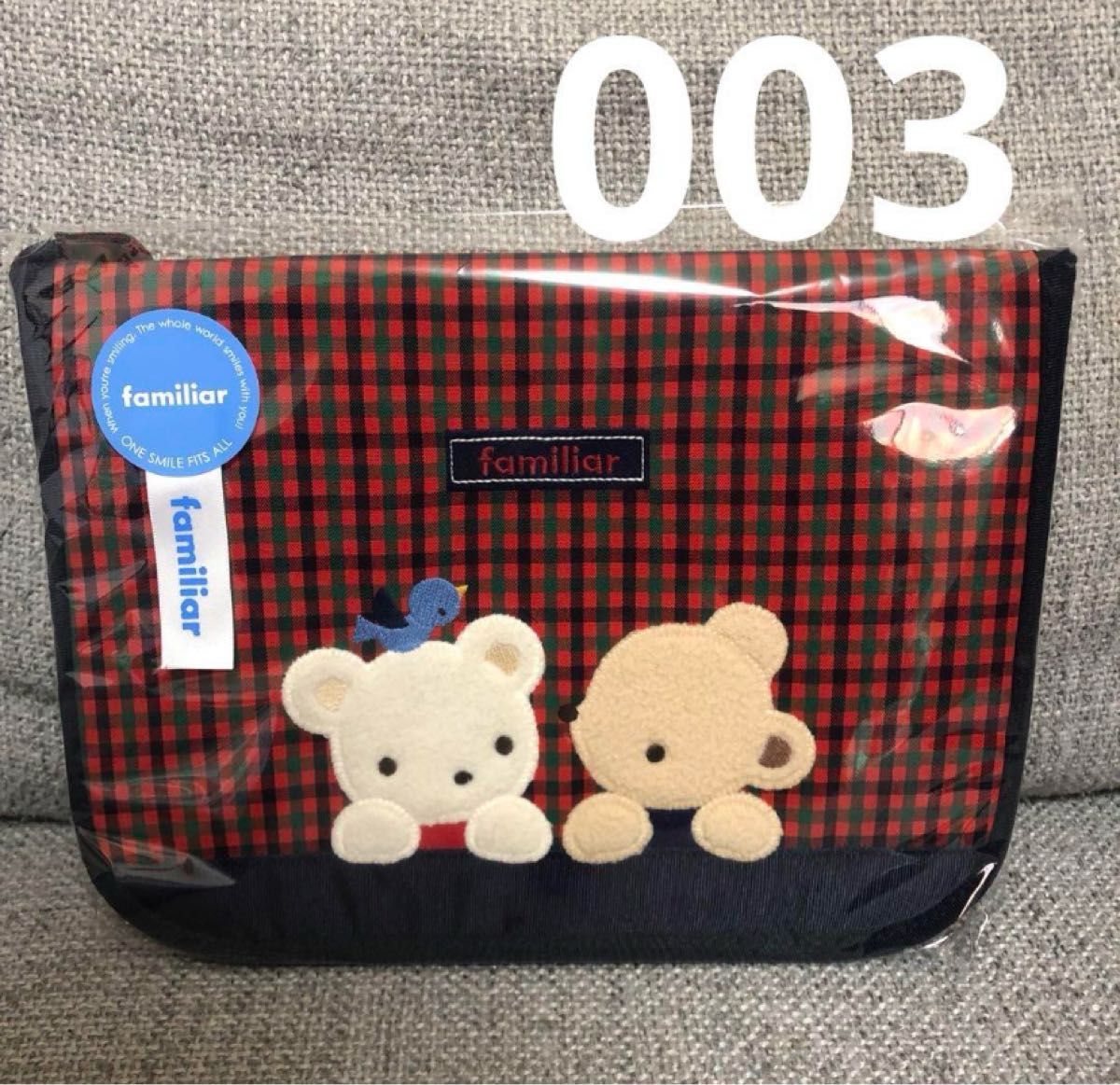 新品 003 ファミリア 母子手帳ケース 赤チェック ポーチ L｜Yahoo