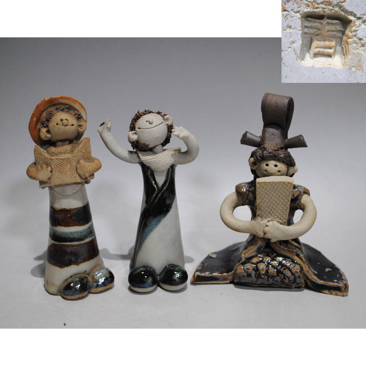 Yahoo!オークション - 【売切り屋】森元青芳 人形 3点 砥部焼 雛人形