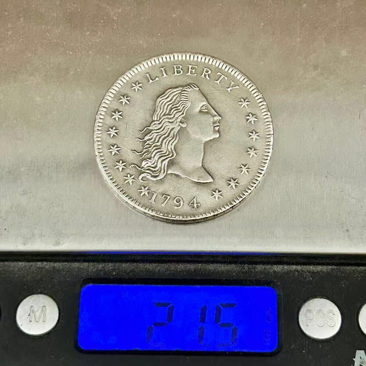 Yahoo!オークション - 銀貨 1794年 1ドル フローイング・ヘア・ダラー
