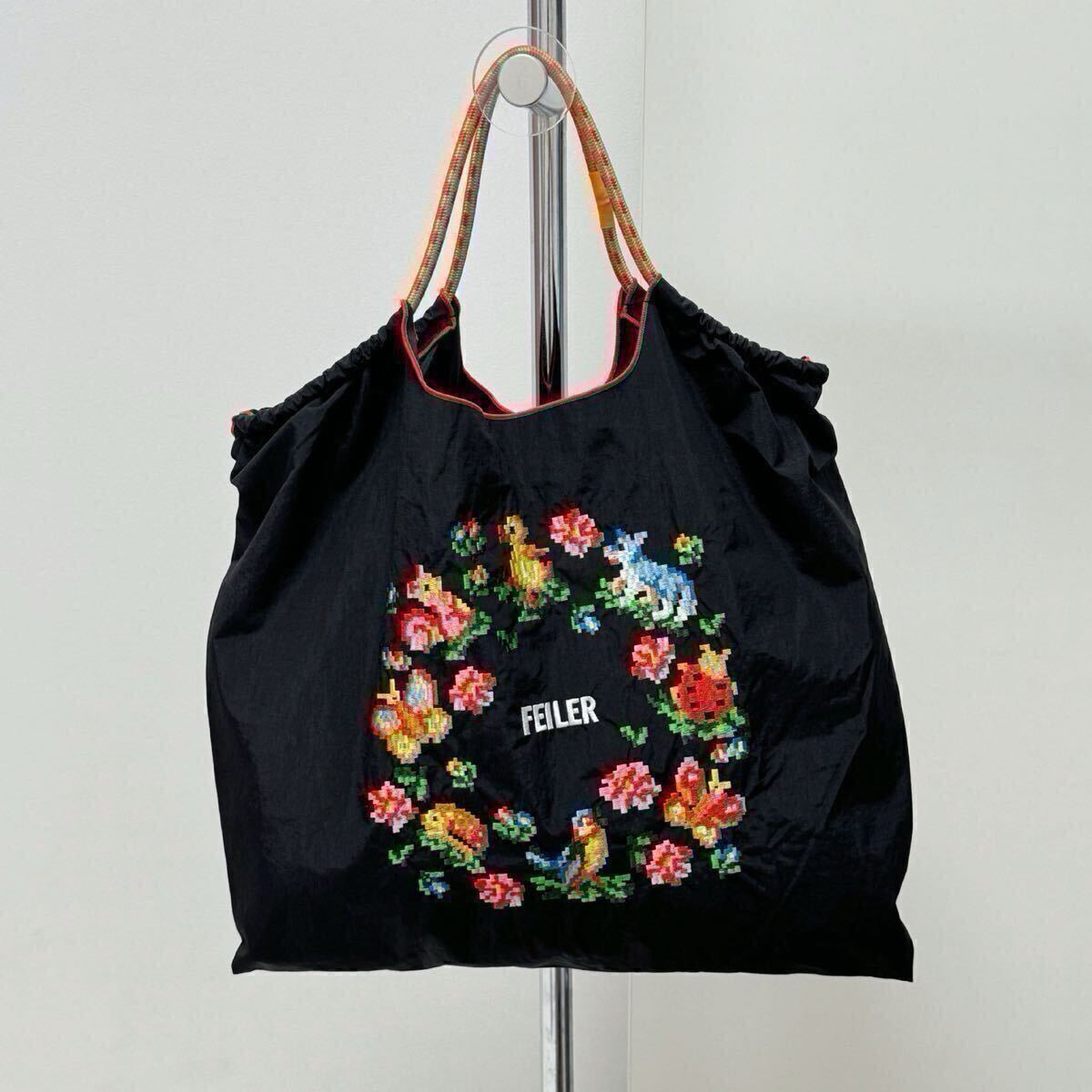 Ball&Chain フェイラー Mサイズ 黒 エコバッグ 刺繍 撥水 軽量 大容量