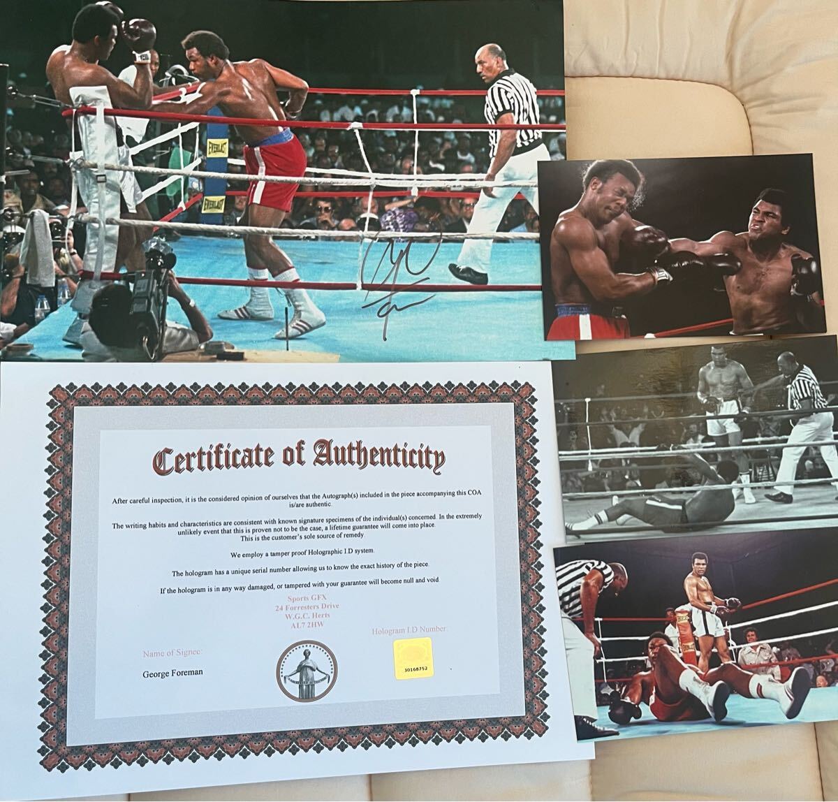 直筆サイン 本物 ジョージフォアマン 証明書付き 直筆サイン 本物