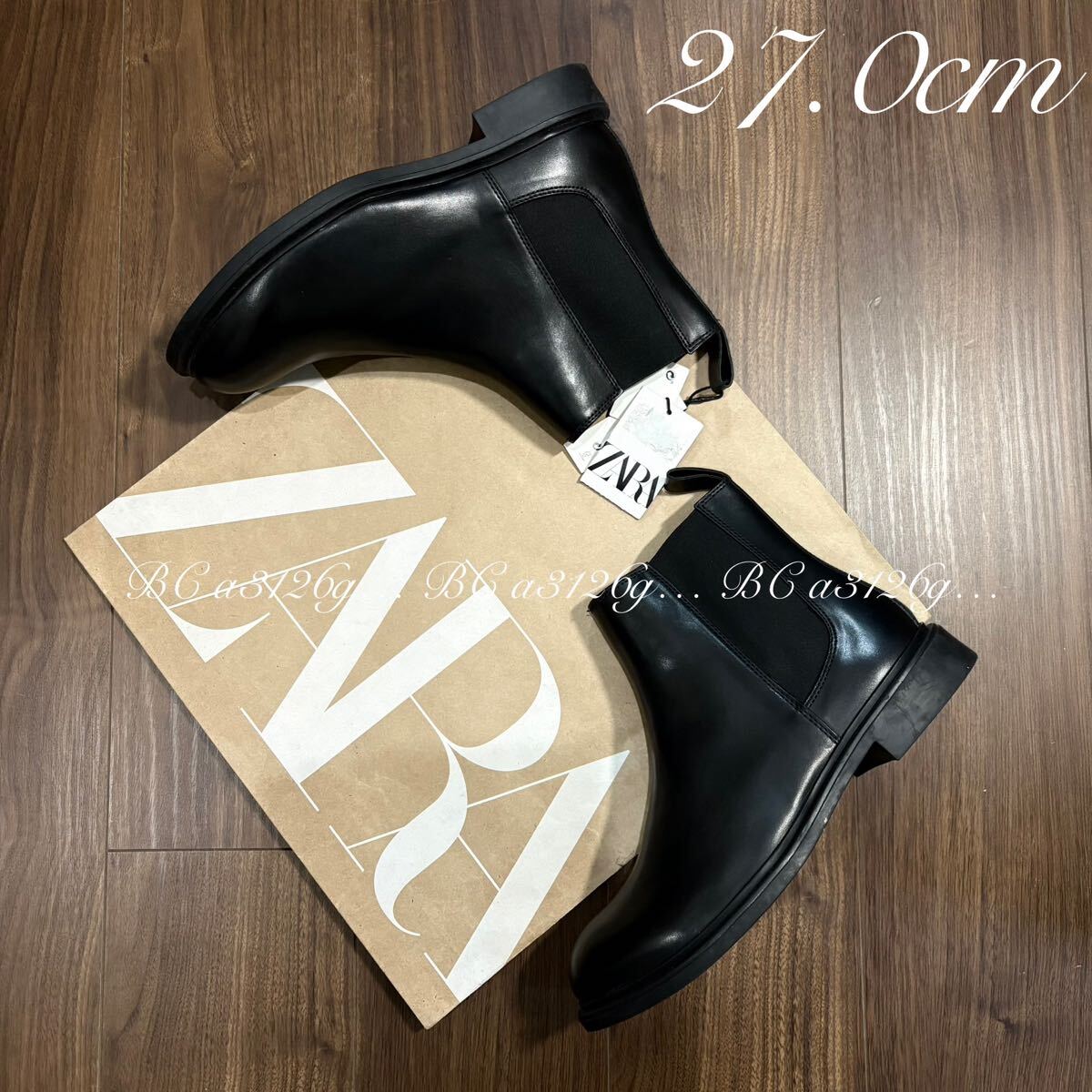 新品 ZARA チェルシーブーツ 27 0cm 42 ALL BLACK メンズ ザラ