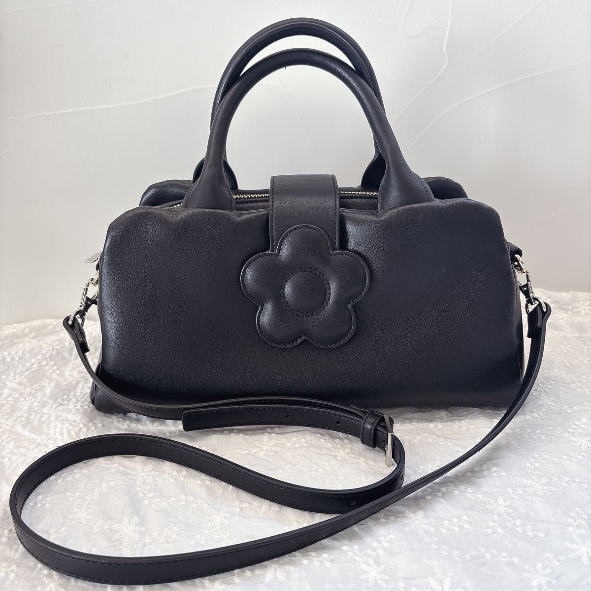 MARY QUANT マリークワント フラップデイジー 2WAYミニトート ブラック