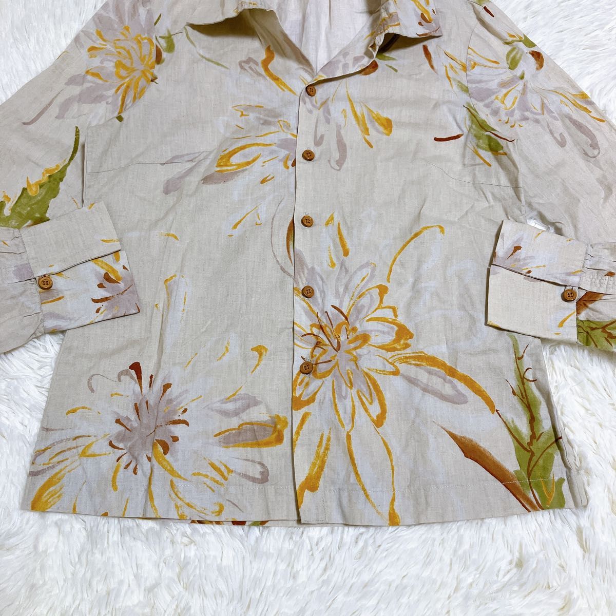 美品 pal'las palace パラスパレス 花柄 長袖シャツ ブラウス 2 開襟