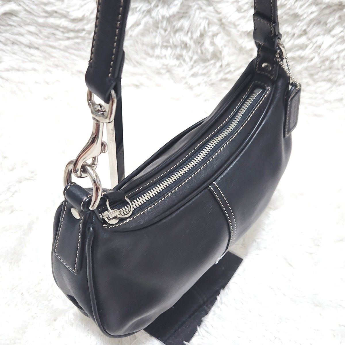 COACH ワンショルダーバッグ レザー ハーフムーン ブラック 7593