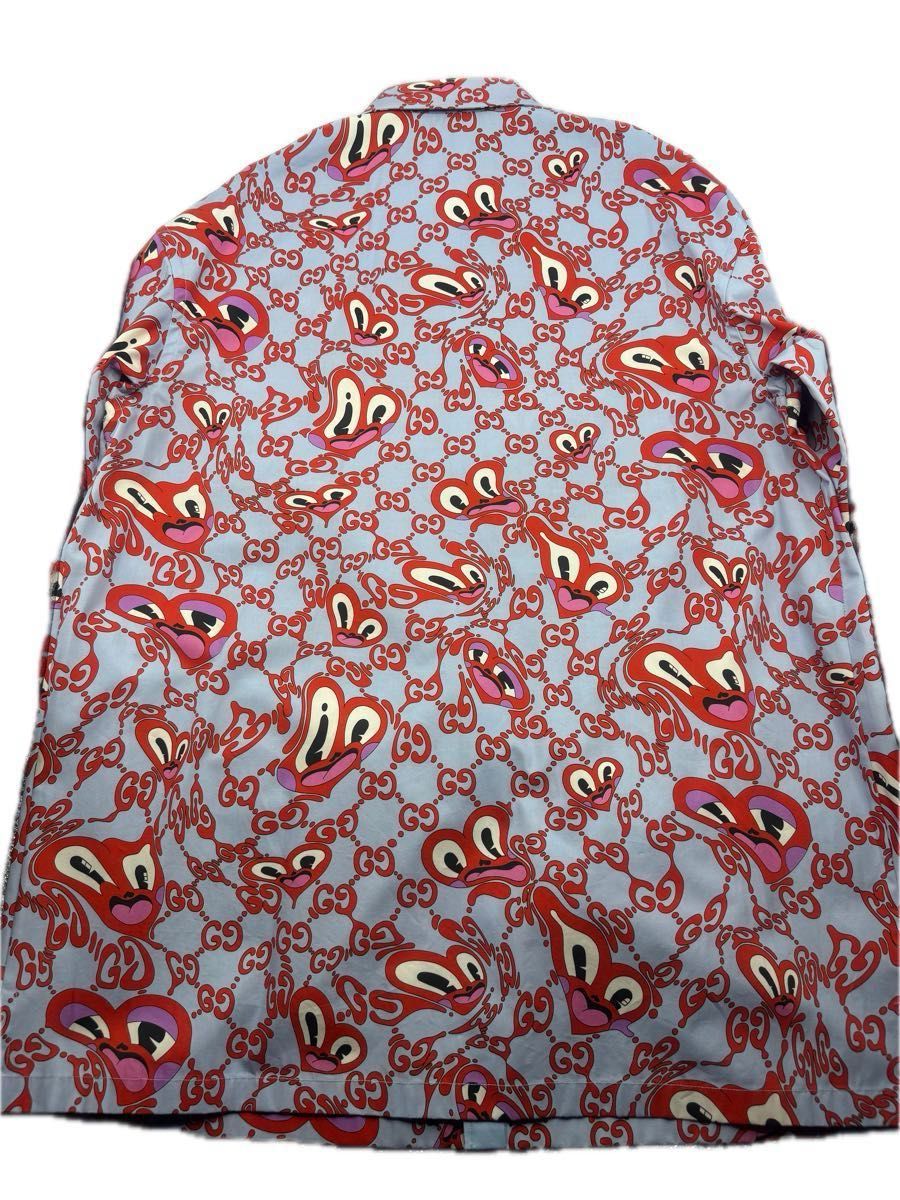 新品 激レア GUCCI グッチ シャツ 長袖 プリント ハティスチュワート