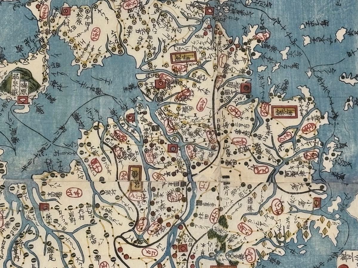 九州九ヶ国之絵図」文化十年刊 1舗|古地図 江戸時代 和本 薩摩 肥前