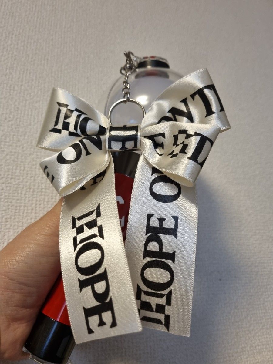 BTS アミボム ペンライト リボン デコ ロゴ入り キーホルダータイプ