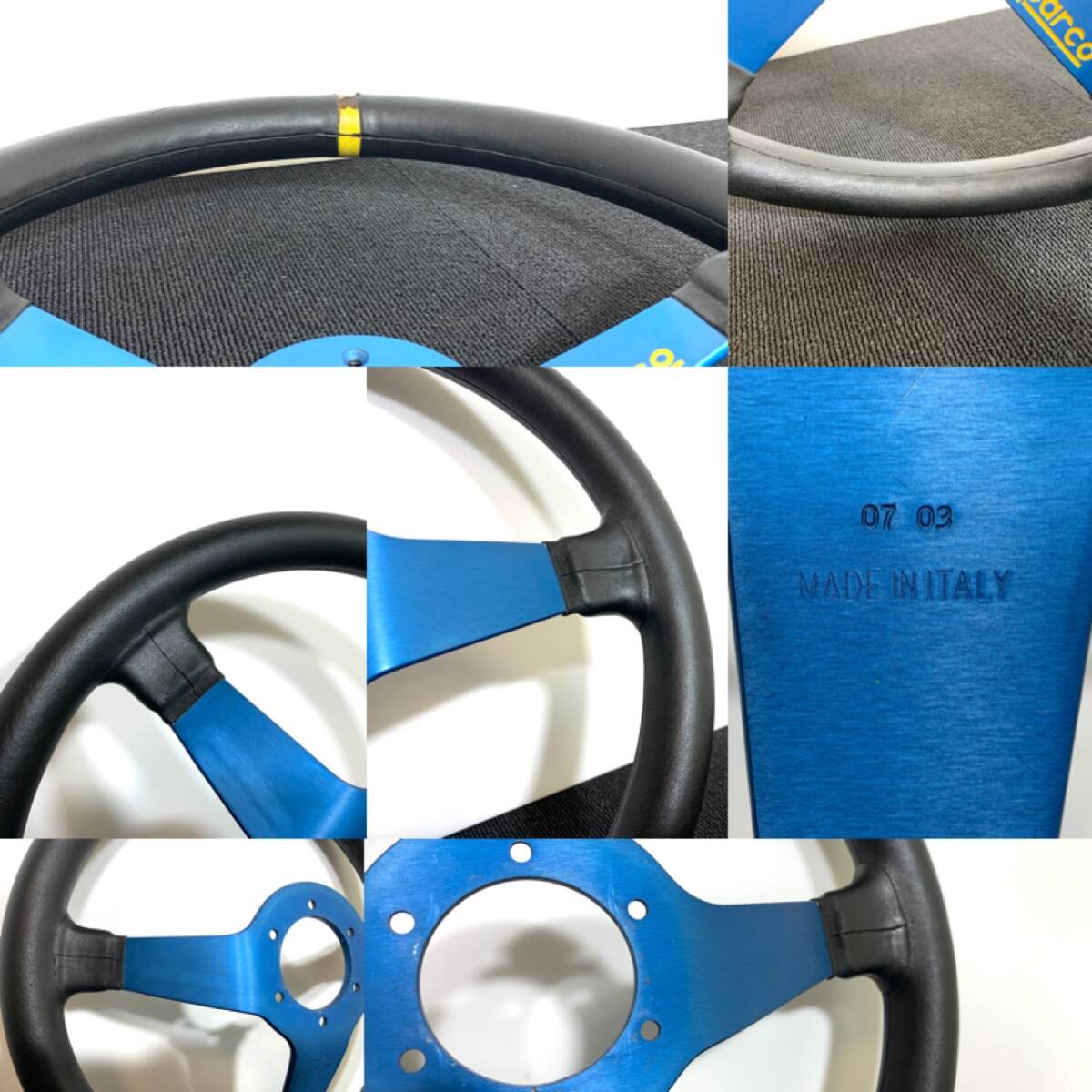 スパルコ L550 青スポーク 35パイ セミディープ 廃盤 Sparco レザー