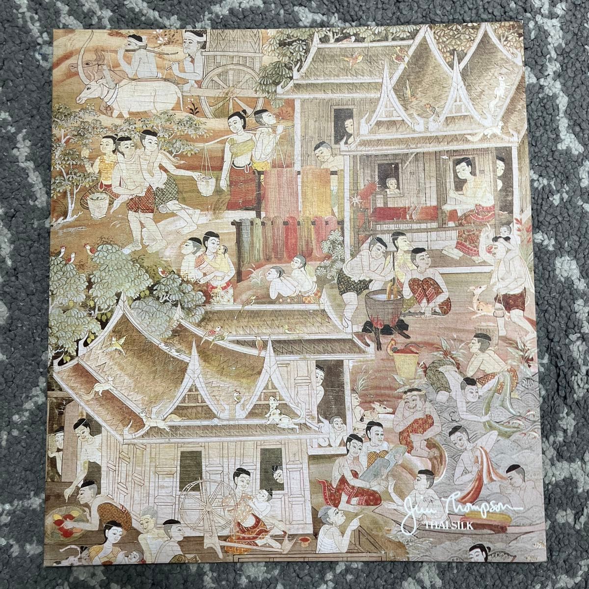 タイ ジムトンプソン購入 ブッダ物語 絵画 額装済 アジアンアート 瞑想