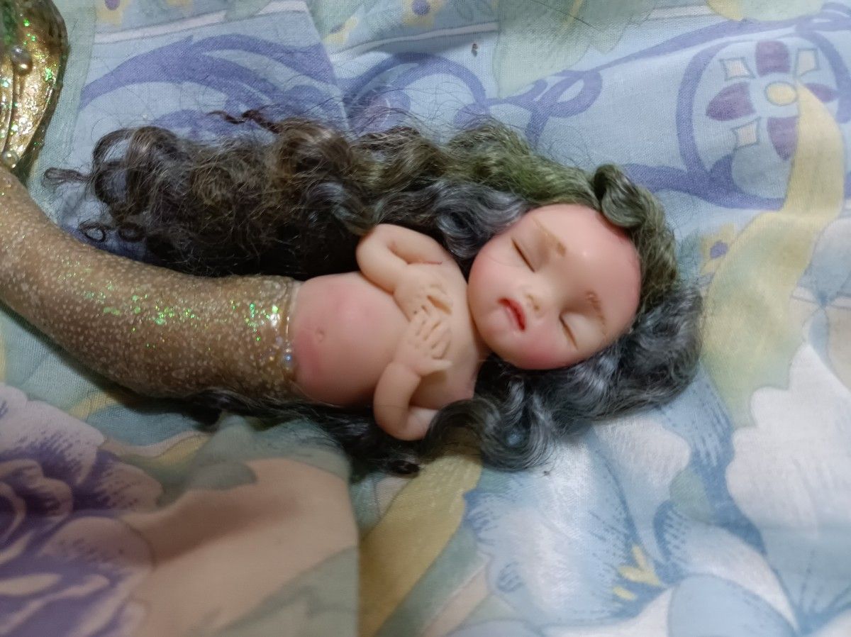 樹脂粘土ベビーマーメイド人形創作人形粘土人形 赤ちゃん 人形