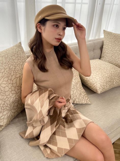 ダーリッチ アーガイルチェックニットアンサンブル ワンピース