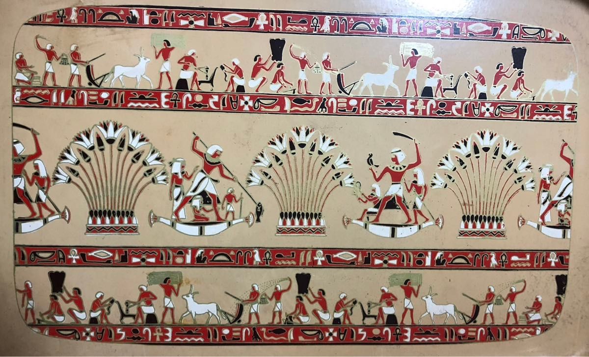 超レア エジプト壁画風 お盆 トレイ アンティーク 骨董品 コレクター