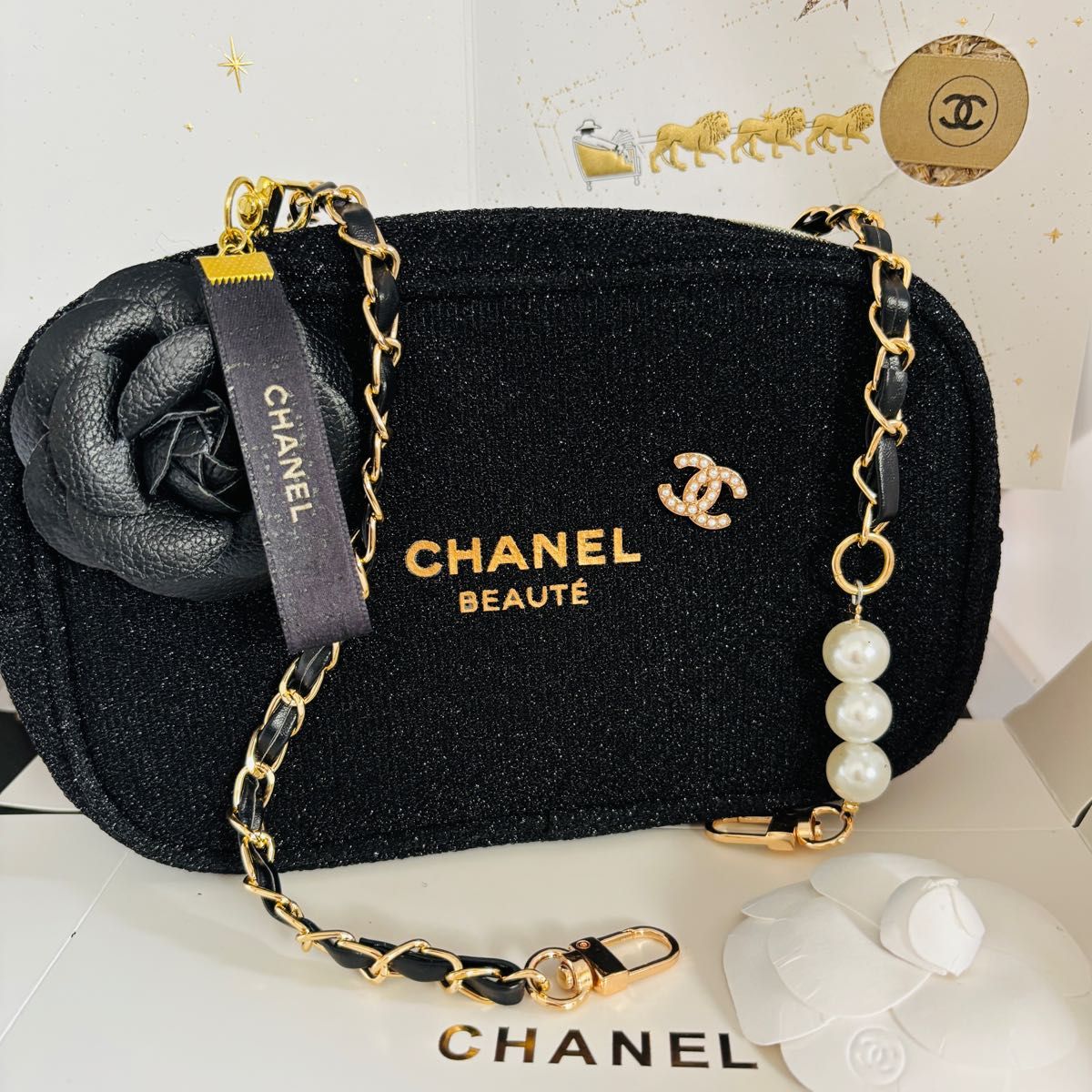 シャネル ノベルティ ショルダーバッグ チェーン ブローチ カメリア