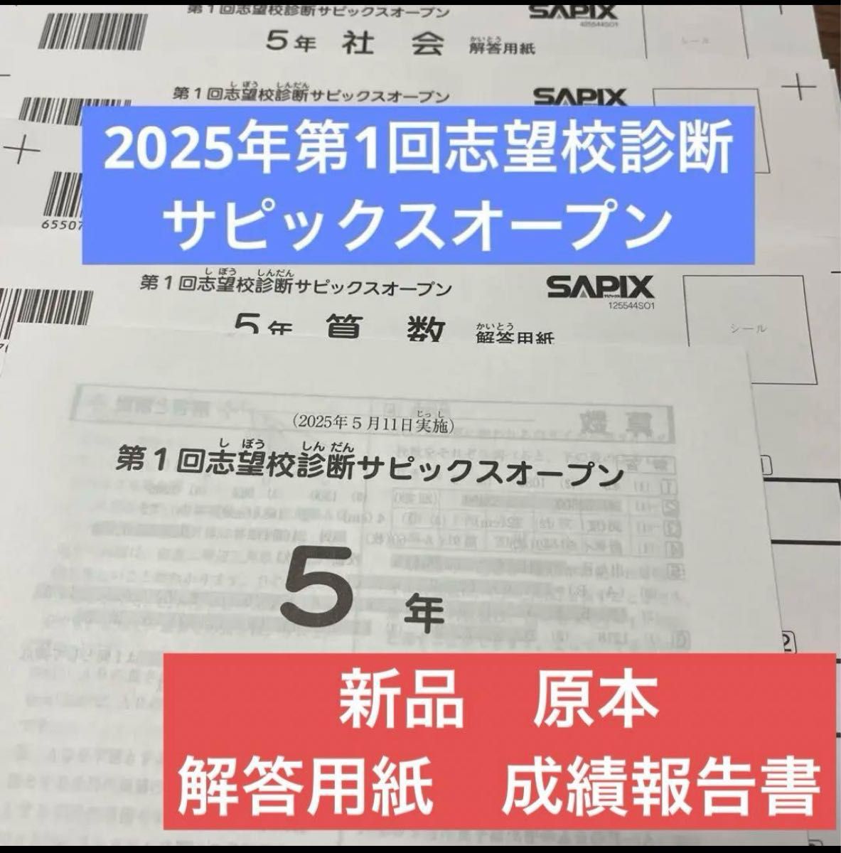 最新 未使用原本 5年2025年第1回志望校診断サピックスオープン 成績