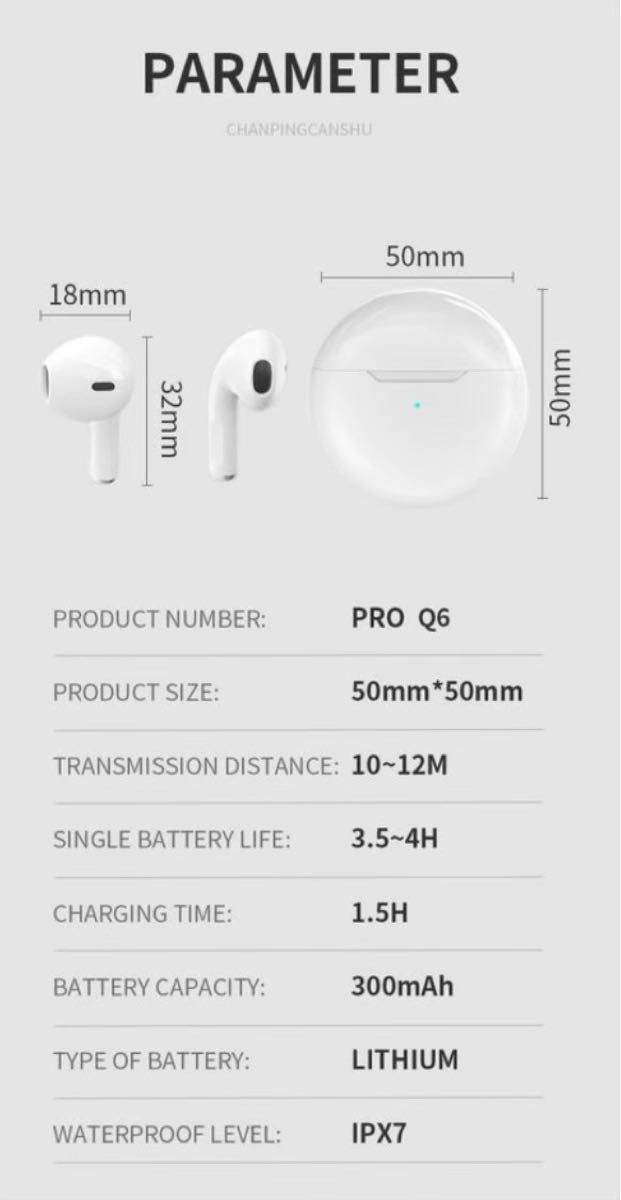 最強コスパ 新品AirPro6 Bluetoothワイヤレスイヤホン ブラック｜Yahoo