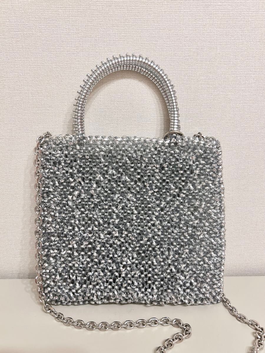 即日発送 アンテプリマ風 ビーズ ワイヤーバッグ ショルダー 新品未