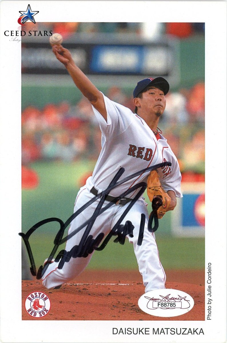 BostonREDSOX時代の松坂大輔投手の直筆サインカードです。BostonREDSOX