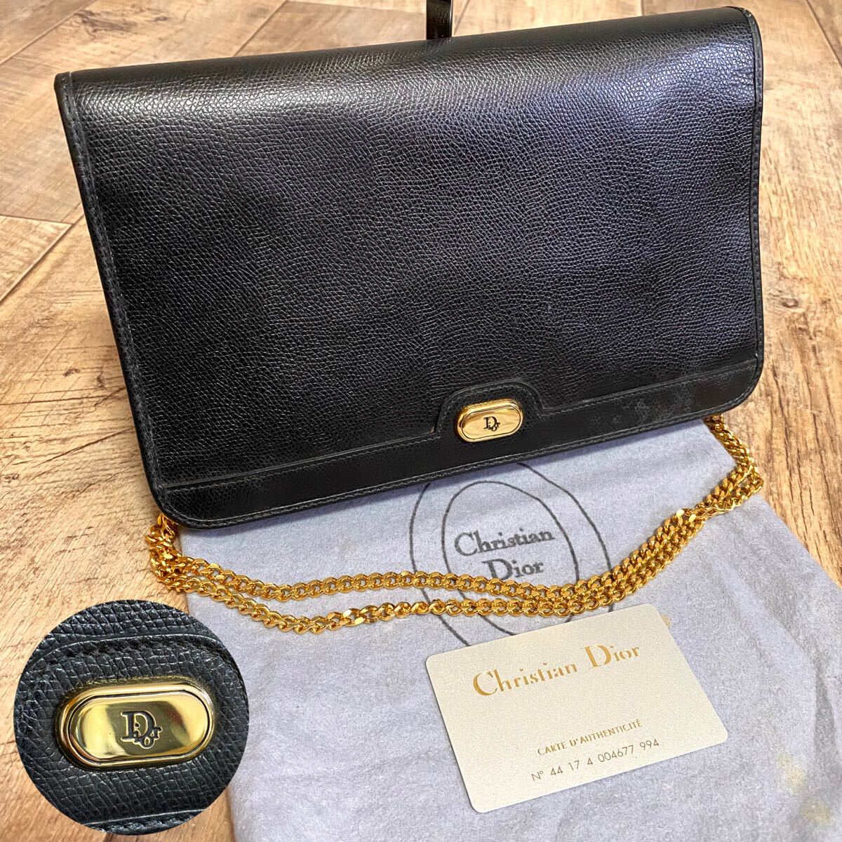 本物 クリスチャンディオール Diorロゴ レザー チェーンショルダー