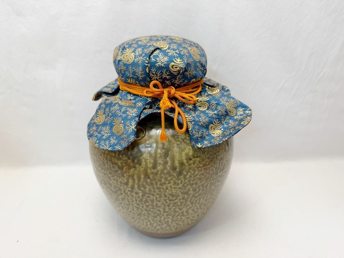 ほぼ未使用 茶道具 陶峰作 備前 茶壺 飾り壺 飾網紐付 陶印