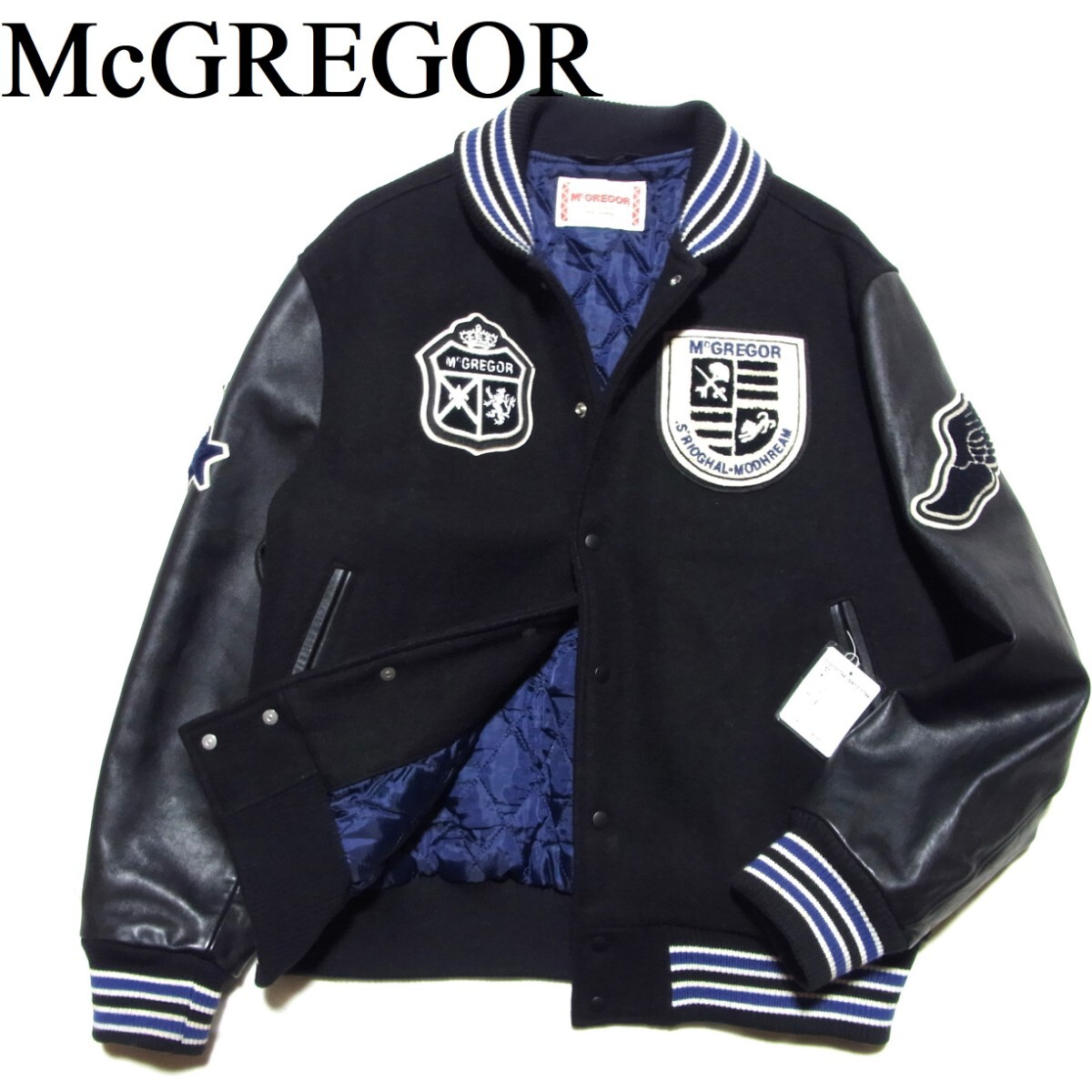 希少 McGREGOR マクレガー 袖レザー エンブレム ワッペン メルトン