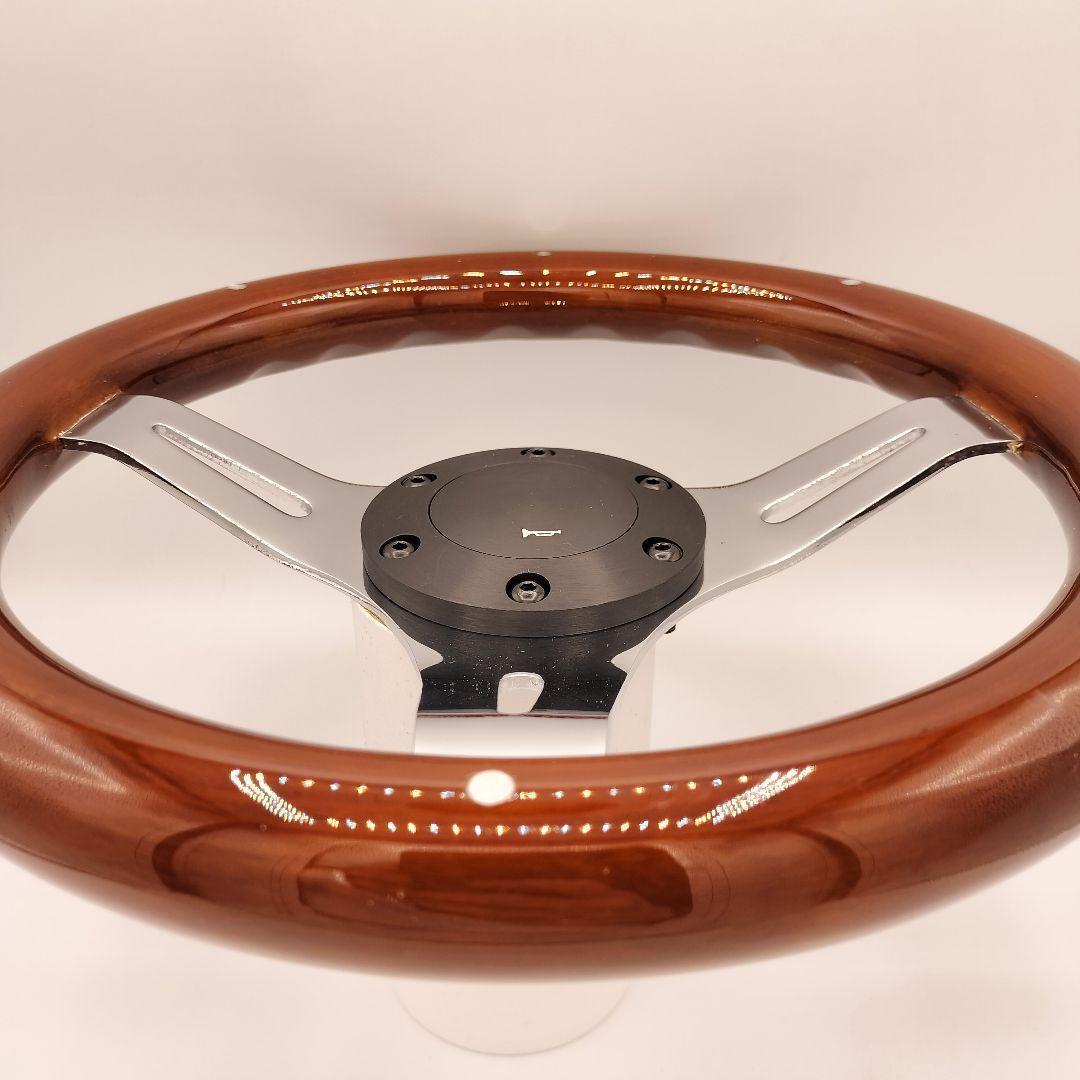 小径ステアリング 290mm ウッド シルバーピアス カスタムカー 社外 旧