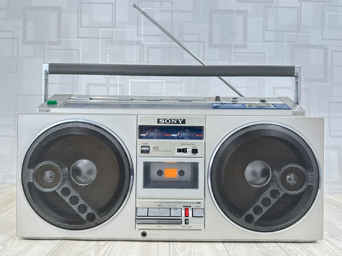 動作品】希少レアカラー白SONY ラジカセ CF-1980 昭和レトロラジオ