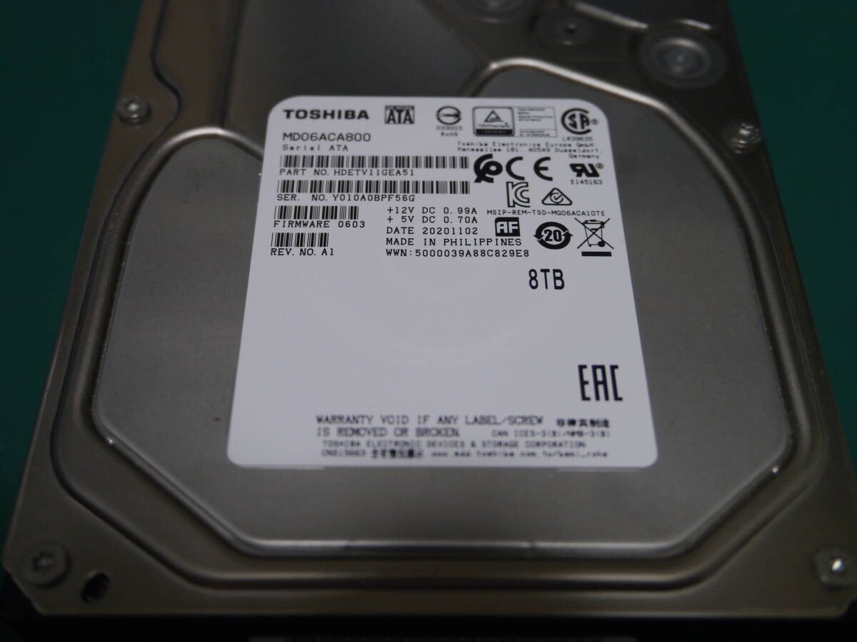 HDD 8TB 動作確認済み 注意判定あり 電源投入99回 HDD 8TB 動作確認
